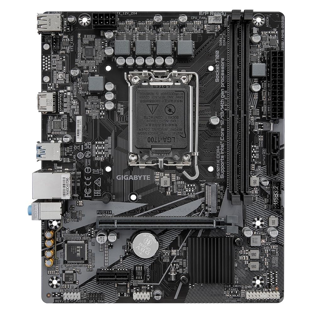 GIGABYTE H610M K DDR4 LGA1700 Micro-ATX Motherboard (H610M K DDR4 MB6488) for Intel 14th, 13th, and 12th Generation Core Processors