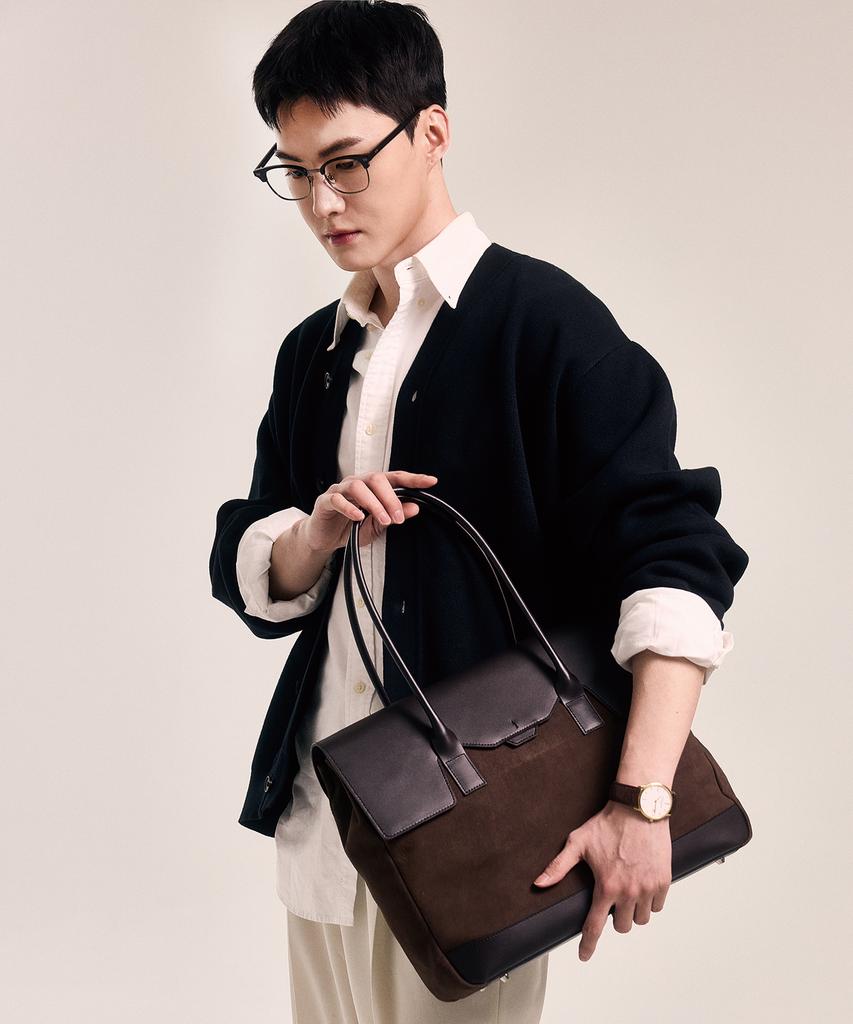 Bedford11Th Polygon Large Flap Tote [Brown Suede Special]