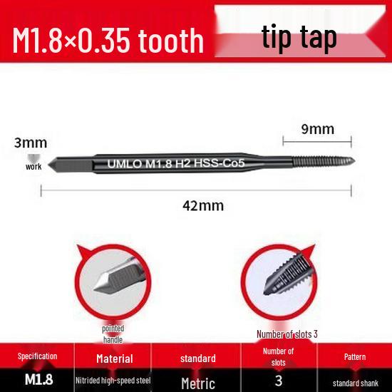 Cobalt Nitride Spiral Tap for Stainless Steel (Drill Bit: M4, M5, M6, M8, M10)