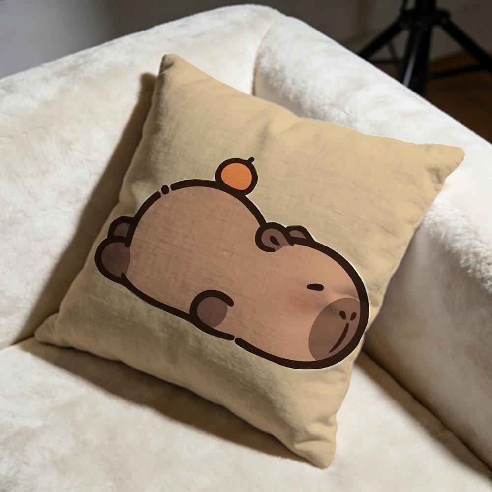 Capybara Cushion Cover Soft Decorative Pillow Case Suitable for Bedroom Sofa Car Travel Use