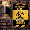 Enter At Your Own Risk Biohazard Warning Tin Sign 8x12in Hazardous Area Danger Zone Metal Wall Decor Industrial Lab Safety