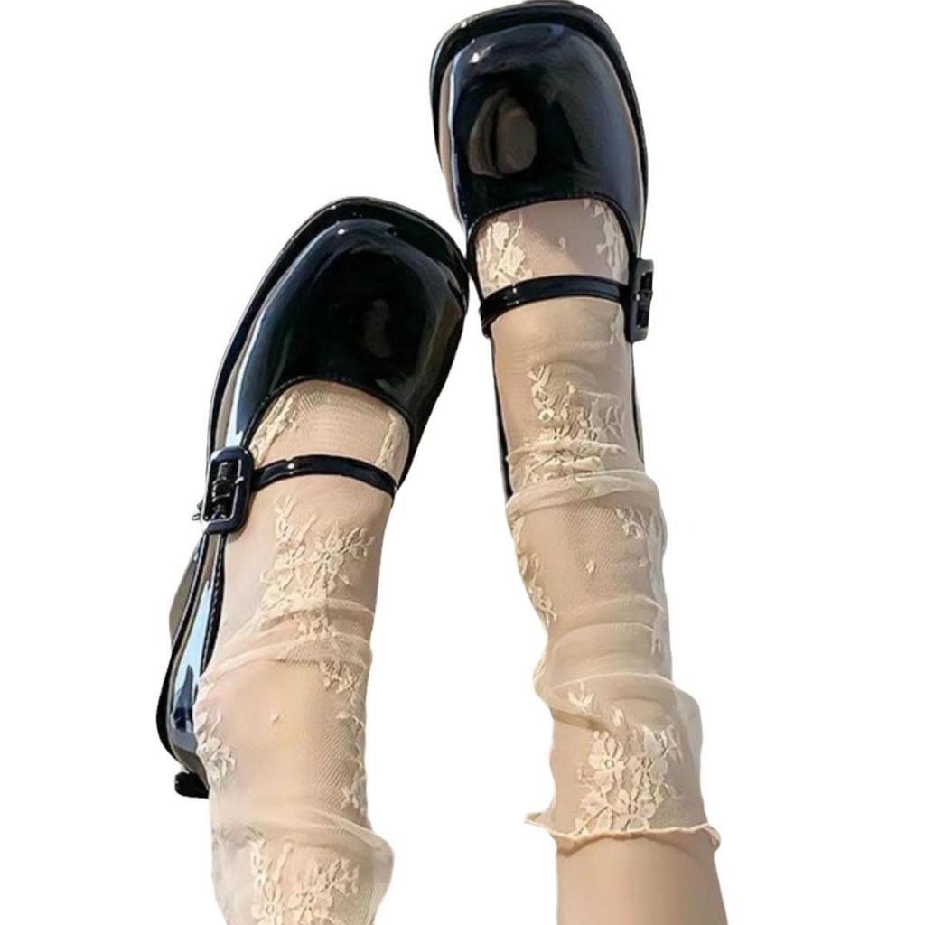 Marszczone kwiatowe koronkowe skarpetki typu mid-tube japońskie JK białe letnie skarpetki dla kobiet