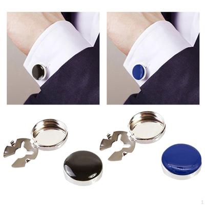 4 Pieces Simple Cufflinks for Men Dress Shirts Decor, Party Wedding Classic Round Polished Button