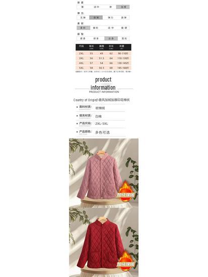 New Autumn/Winter Cotton-Blend Jacket for Middle-Aged & Elderly Women – Thick, Warm, Velvet-Lined Casual Coat