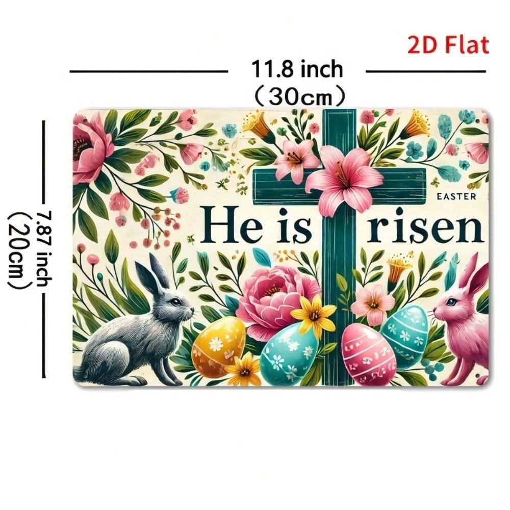 Metal Cross Wall Art Floral Bunny Easter Egg Christian Home Decor Flat Ornament