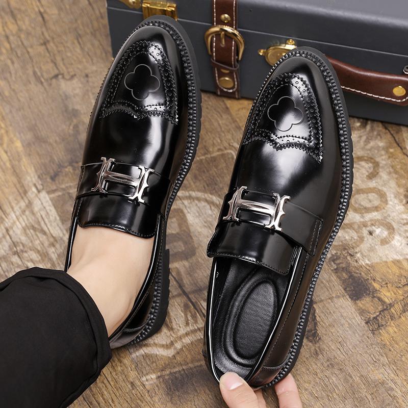 Fashion Leather Casual Shoes Men Loafers Luxury Design Slip On Male Dress Shoes Leisure Style Big Size Good Wear-resistant Sole