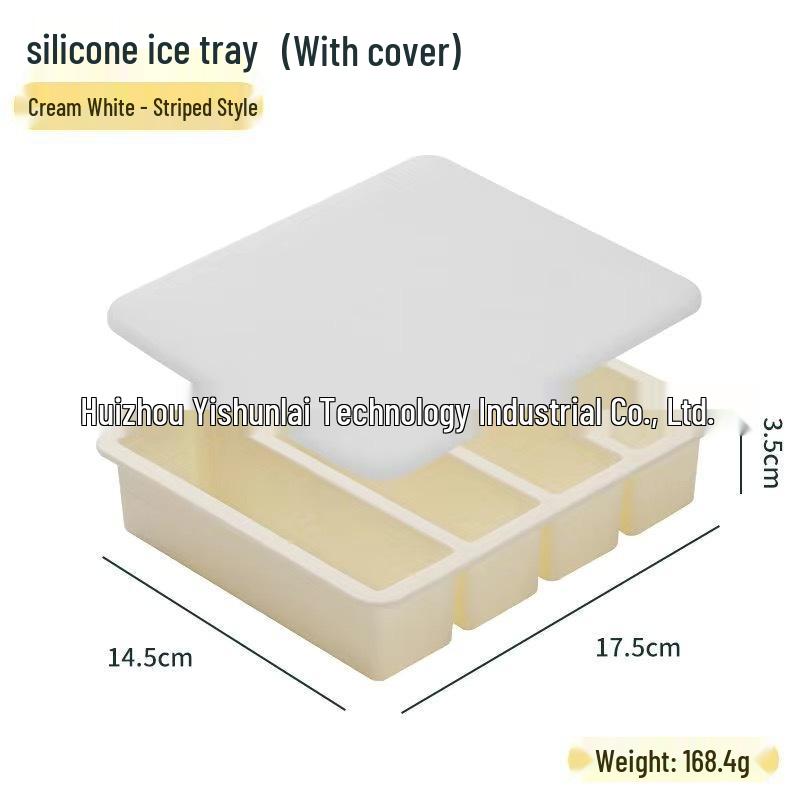 Silicone Ice Cube Tray with Lid: 4-Grid Frozen Soup & Food Storage Box
