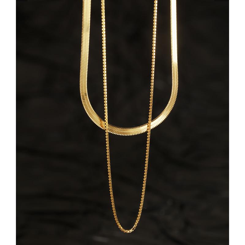 

925 Sterling Silver Italian Snake Chain Necklace: Luxury Women s Jewelry, High-End Niche Style 925 Silver жёлтый