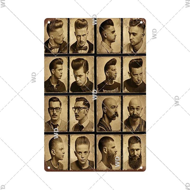 Classic Barber Shop Vintage Tin Signs Decorative Metal Plaque Metal Retro Wall Plates Salon Haircut and Shave Poster Wall Decor
