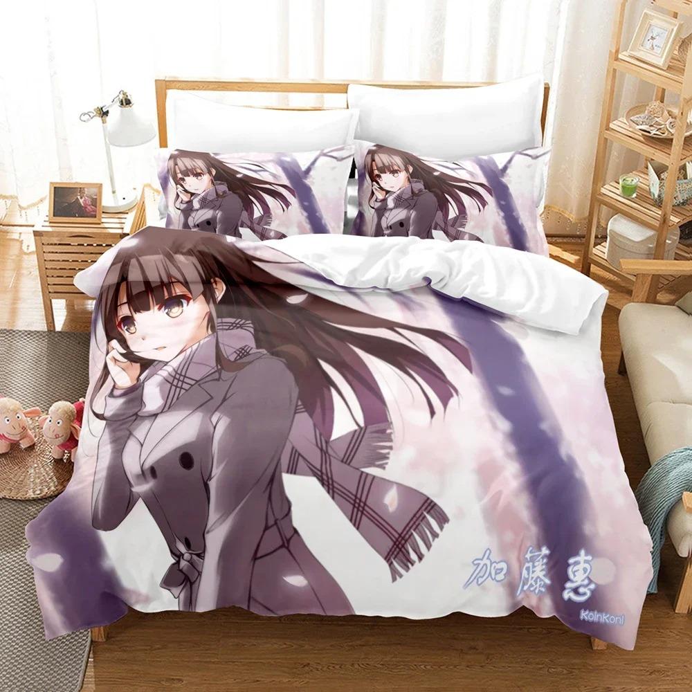 3D The Saekano How to Raise a Boring Gi Bedding Sets Duvet Cover Set With Pillowcase Twin Full Queen King Bedclothes Bed Linen