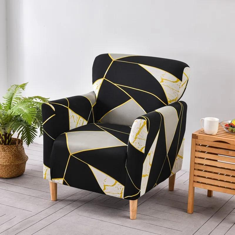 1Pc Printed Soft Armchair Covers Elastic Club Tub Chair Slipcovers Single Sofa Covers Home Bar Counter El