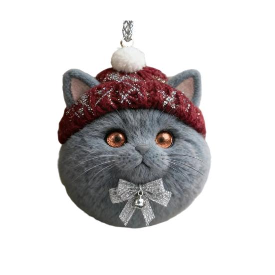 Winter Acrylic Cat Hanging Decoration Christmas Tree Knitted Hat Kitten Dog Rabbit Hedgehog Hanging Ornament Animal Pendant