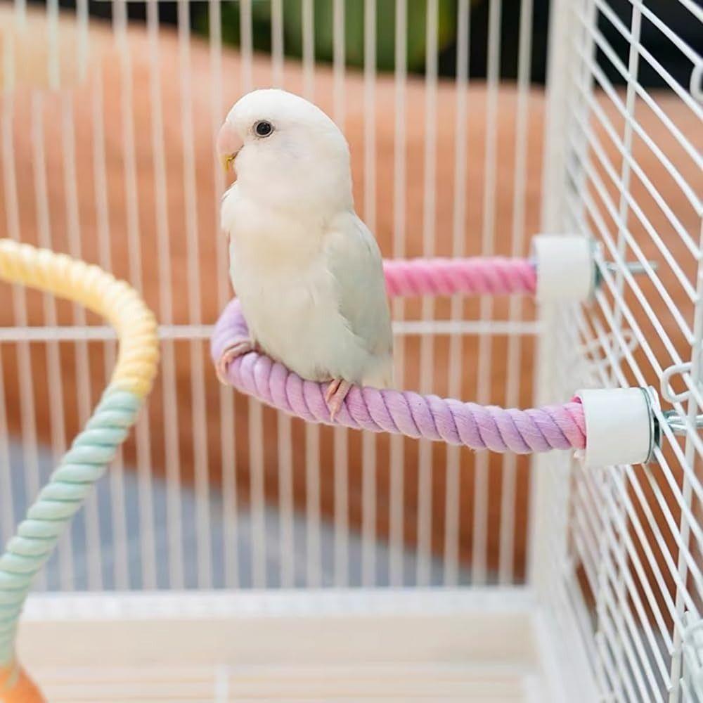 Screw Head Colored Cotton Parrot Pole Sturdy Swing Colorful Perch Bird Cotton Rope Swing  Climbing