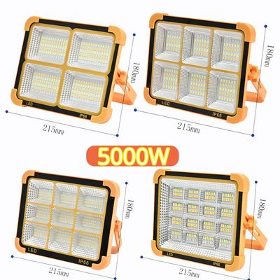 Lâmpada LED Portátil 5000W Refletor Luz de Trabalho Recarregável Bateria Embutida Luz Externa Para Caça Camping Lanterna