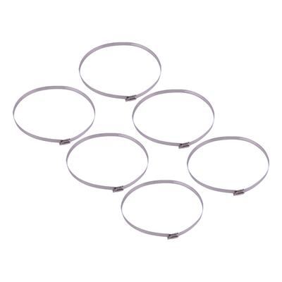6pcs/set 8inch Adjustable Duct Hose Fixing Clamp Worm Gear Clip Stainless Steel Fit For 194-220mm Car Pipes Silver