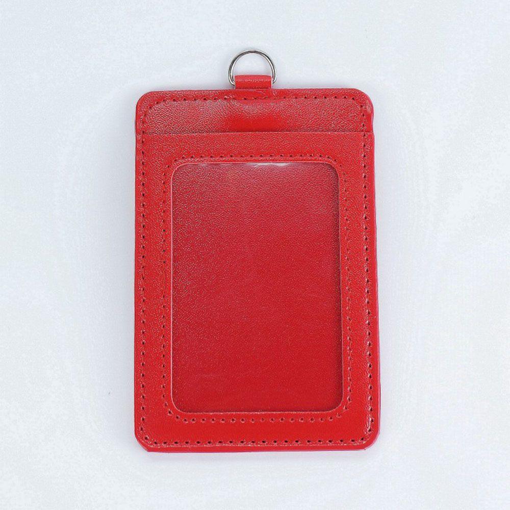 

Two-sided PU Leather Badge Cover Badge Holder Card Case Card Clips ID Sleeve червоний