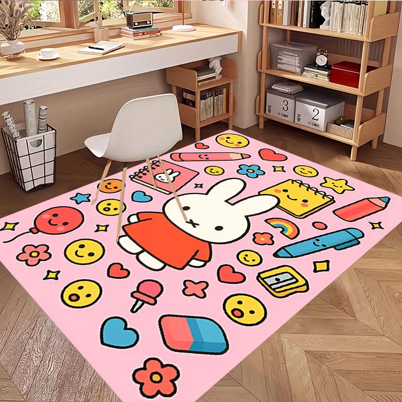 Miffy Print Rug, Washable Floor Carpet, For Entryway Dorm Laundry Room Office Study, Home Decor Birthday Christmas Gift