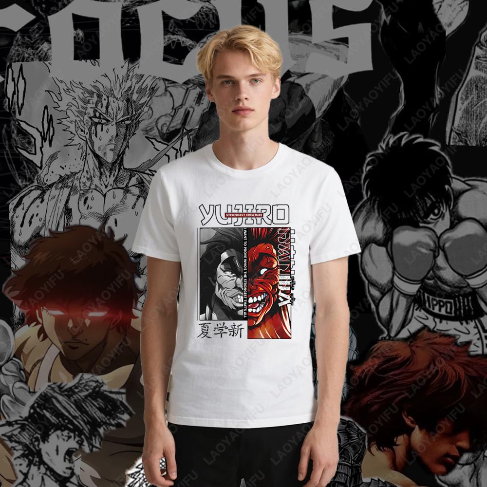 Japanese Fighting Anime Twodimensiona T Shirt Hanma Baki Manga Graphic T Shirts Men Women High Quality Cotton Shortsleev