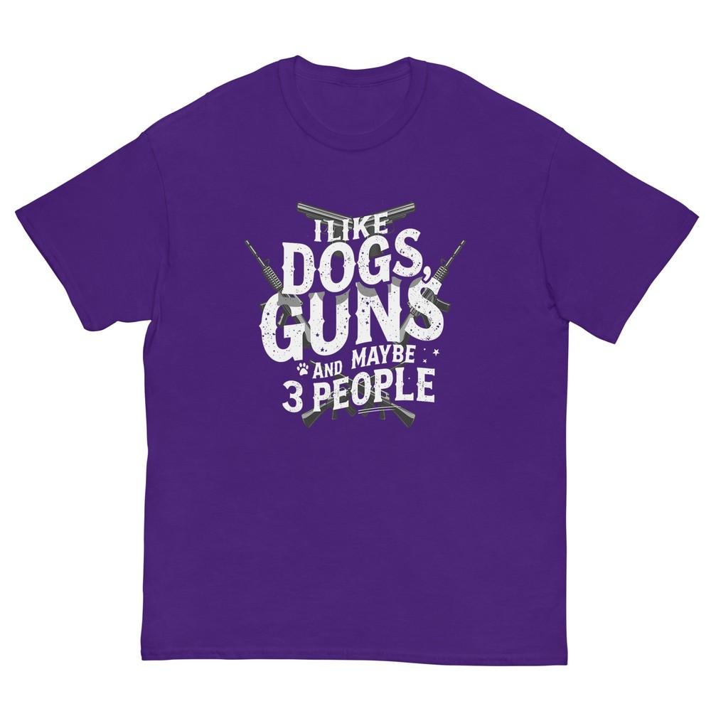 I Like Dogs Guns And Maybe 3 People Funny Dog Joke Vintage Tshirt