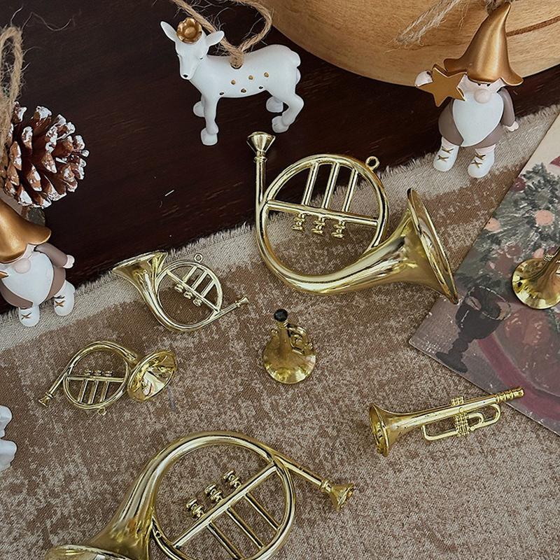 6/12PCS Random Mix Style Gold Color Musical Instrument Ornament Landscape Arrangement Photography Prop Home Store Decoration ZYF