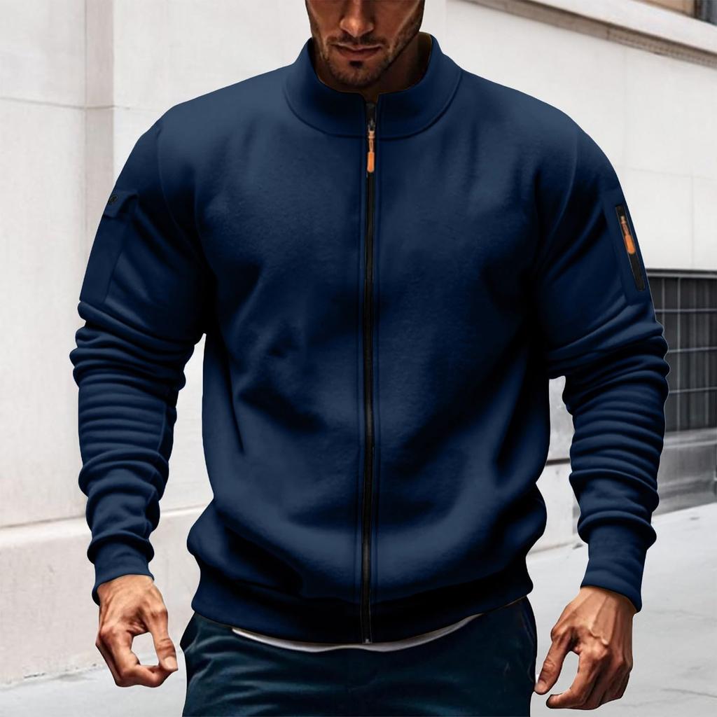 Mens Full Zip Sweatshirts And Tall Casual Stand Collar  Workout Jackets Outdoor Lightweight Athletic Coat