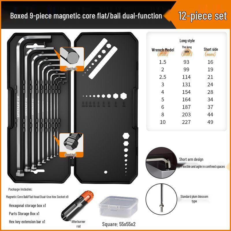 Universal Hex Wrench Set - 6-Point Screwdriver & Extendable Hex Tool