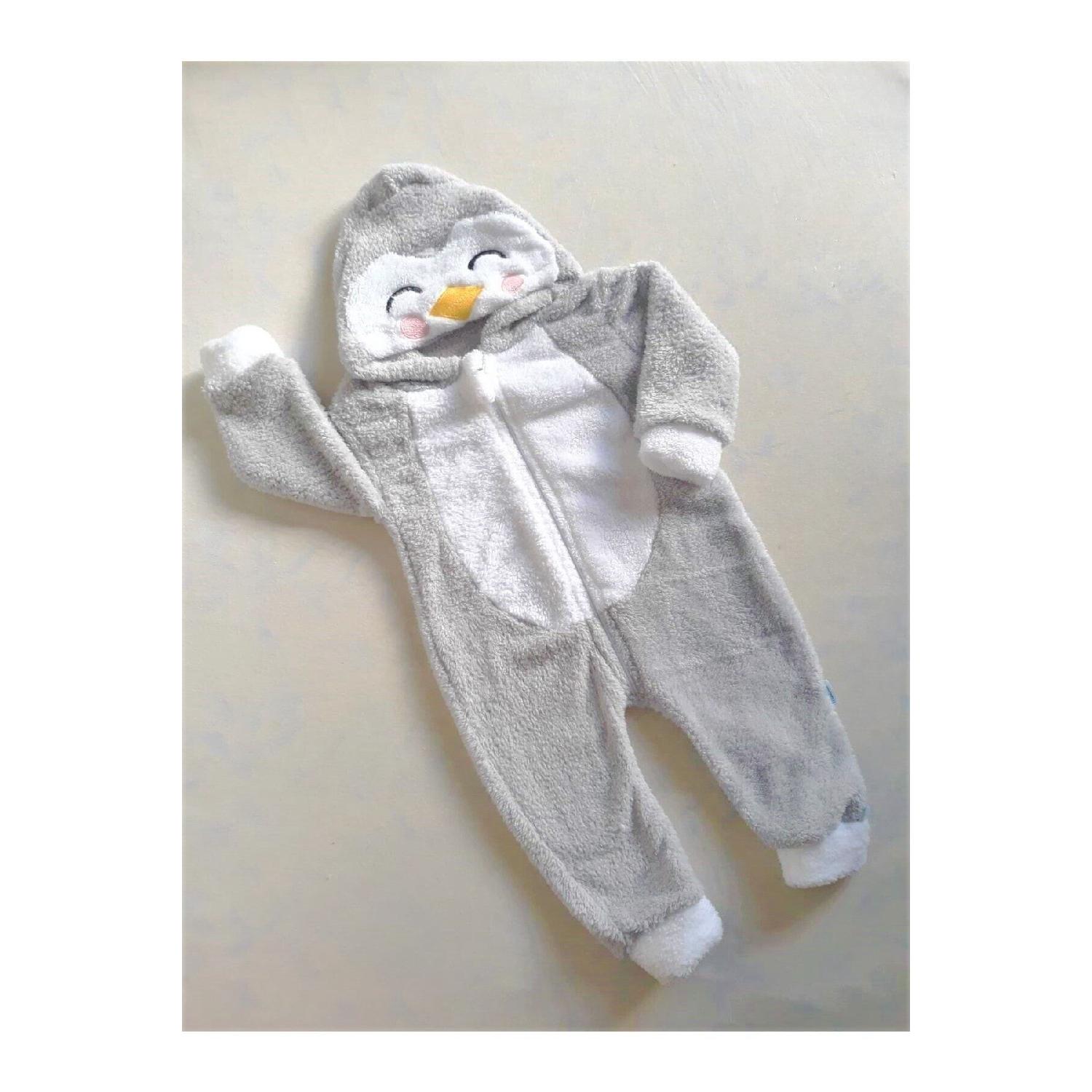 

Unisex Baby Penguin Gray Plush Jumpsuit 3 Ay сірий колір