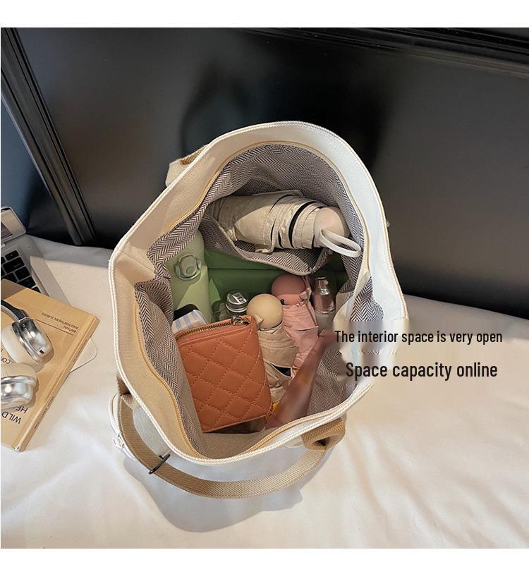 Autumn Winter Lightweight Canvas Tote Bag - Versatile Large Capacity Shoulder Bag for Women and College Students