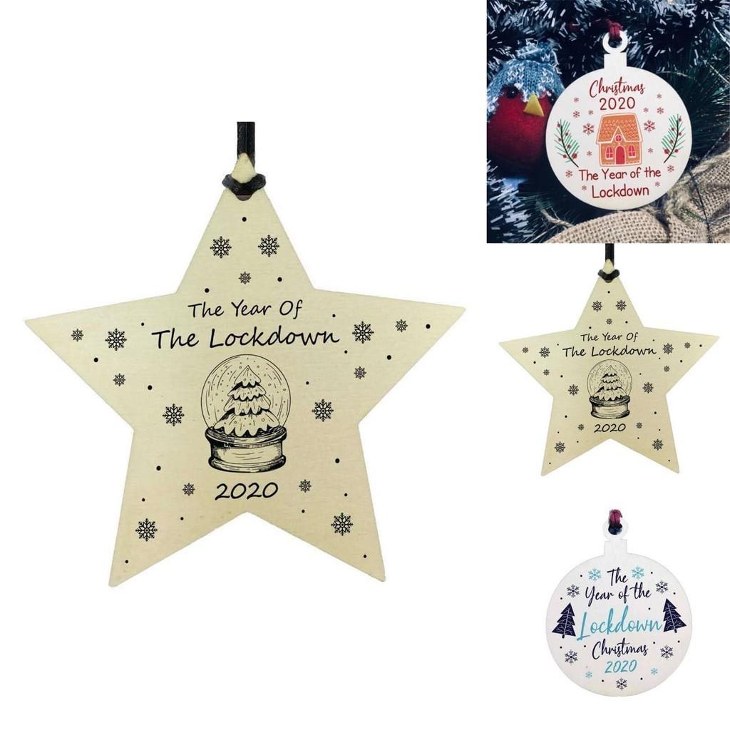 Christmas Decorations Gift Hanging Bauble Wooden The Year Of The 2020 Lockdown