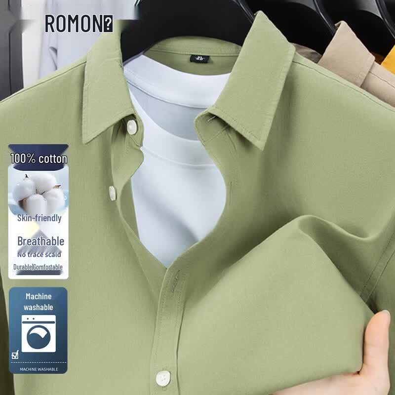 ROMON Men s Pure Cotton Quick-Dry Short Sleeve Shirt 3XL армия зеленый