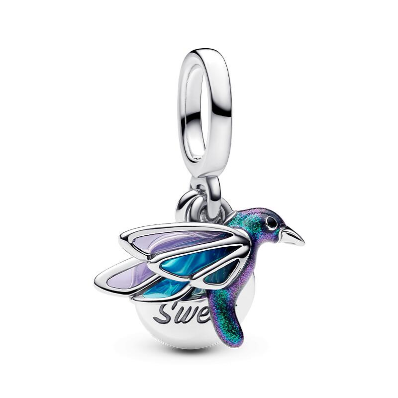Pandora Hummingbird Bead Design Pendant Women pendant Silver Blue 793746C01 Box