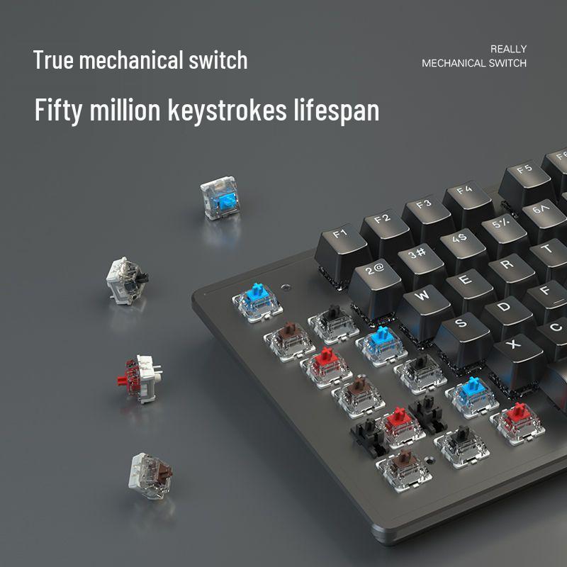 87/104 Key Mechanical Keyboard with Blue, Black, Red, Brown Switches for Gaming and Typing - Wired Universal for Desktop/Laptop