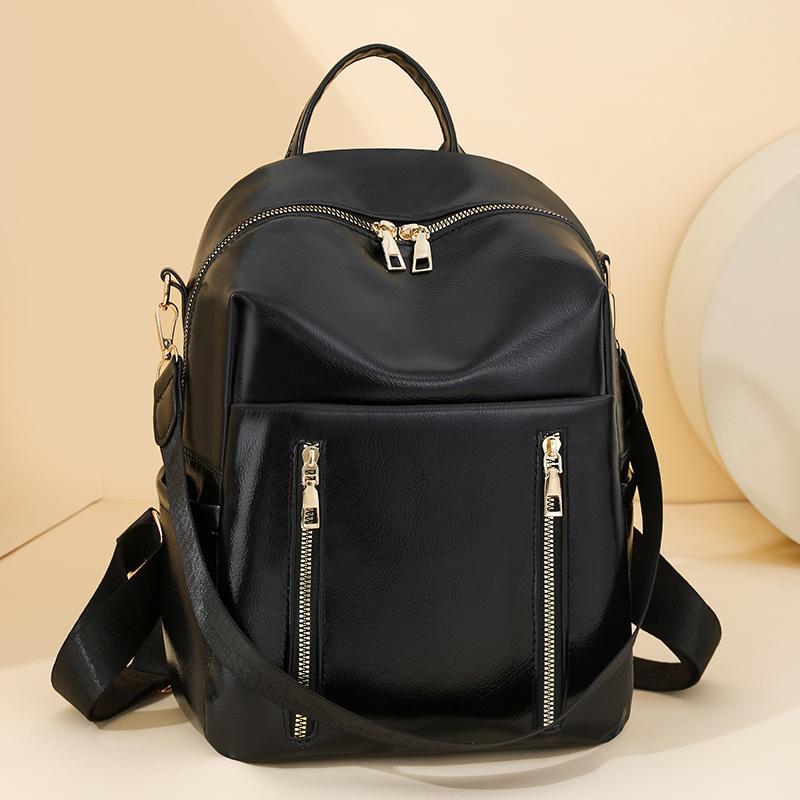 

Simple backpack women s new trend fashion pu soft leather backpack large capacity commuter travel bag