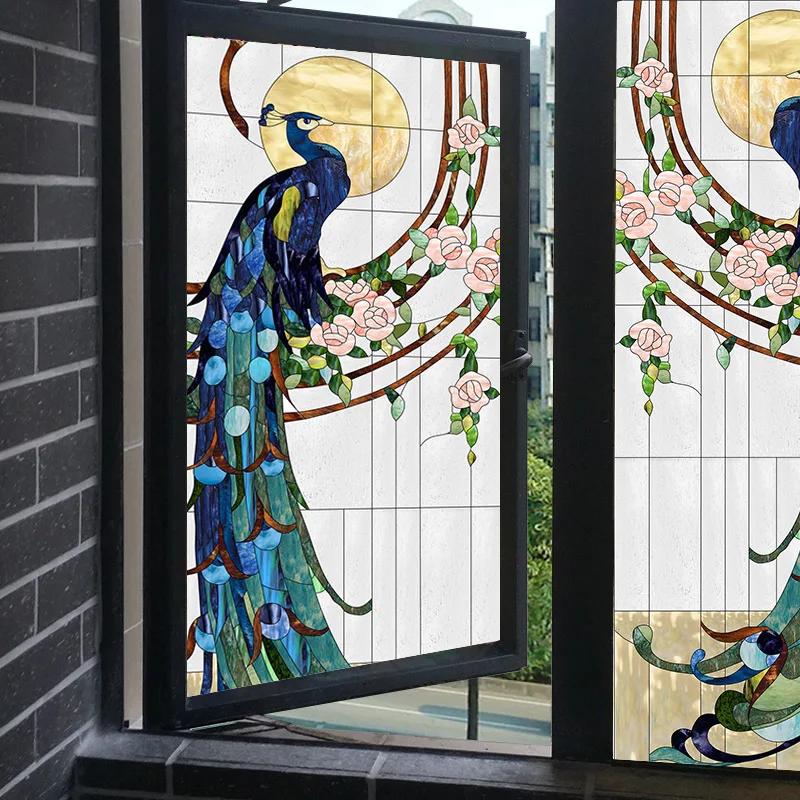 European Vintage Glass Paste Custom Toilet Opaque Painting Tiffany Imitation Art Film Electrostatic Scrub Window Paper