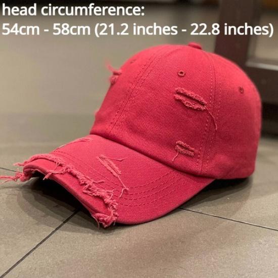 Women Casual Baseball Cap Sun Hat Hip Hop Distressed Ripped Raw Trim Streetwear