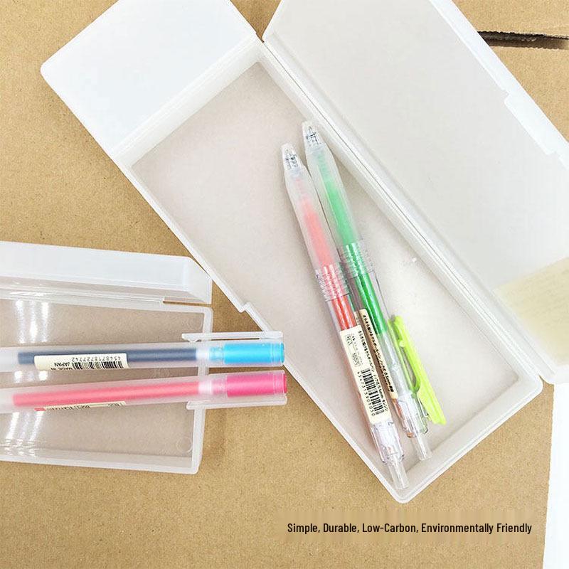 MuJI Large Capacity Frosted Plastic Pencil Case - Semi-transparent, Customizable Logo