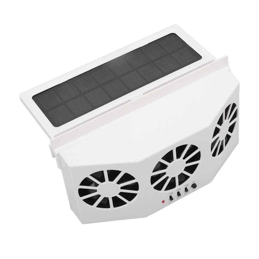 Solar Powered Car Cooler Large Wide Angle 3 Fans Deodorant Energy Saving Car Exhaust Ventilation Fan White