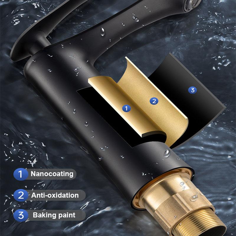 Modern Basin Faucet Chrome Brass Bathroom Mixer Faucet Black Washbasin Faucet Single Handle Single Hole Wash Sink Water Tap