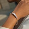 Yori Delicate Heart Shaped White Cubic Zirconia Open Bracelet Bangle Stainless Steel Rust Proof Office Ladies Chic Jewelry Gift