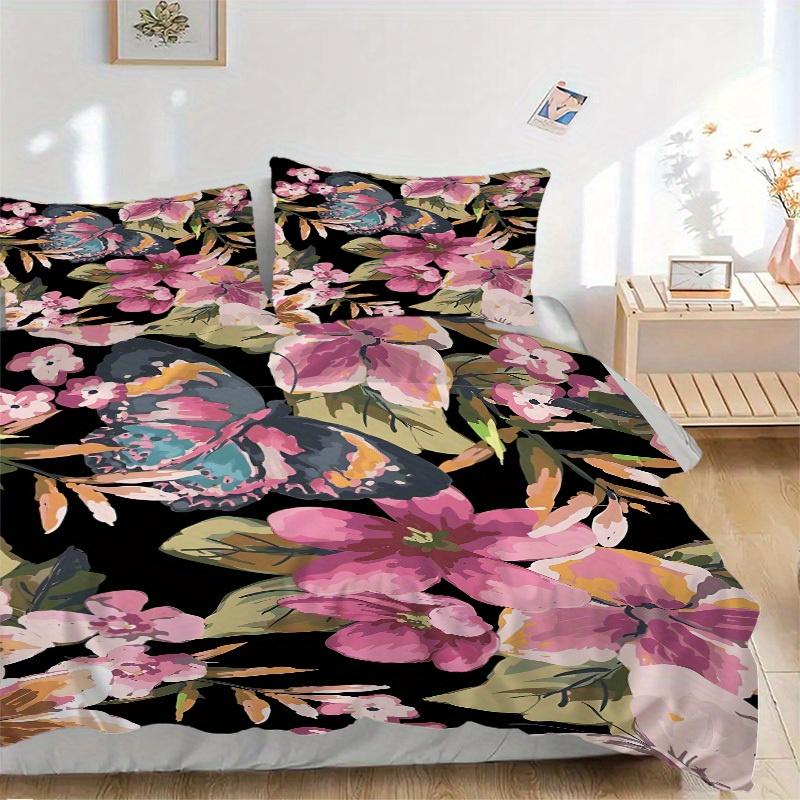 

3pcs Floral Pattern Bedding Set, Suitable for Bedroom Decoration, (Includes 1 Duvet Cover And 2 Pillowcases, Quilt Not Included) yy250822136 135x200cm