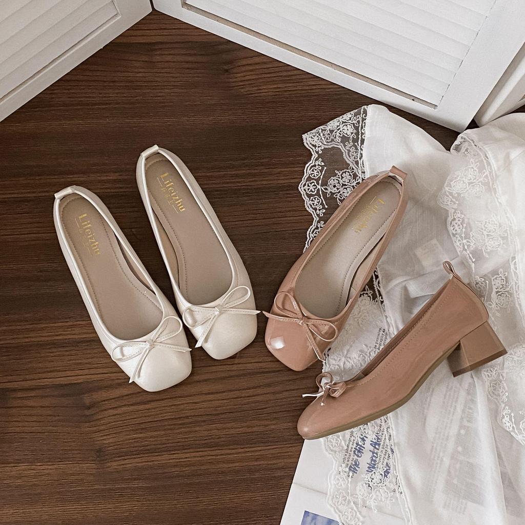 2025 Fall Chunky Heel Square Toe Bow Mary Jane Women’s Slip-On Shoes