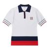 MARTINE GOLF Color Combi Collar Sweater_White