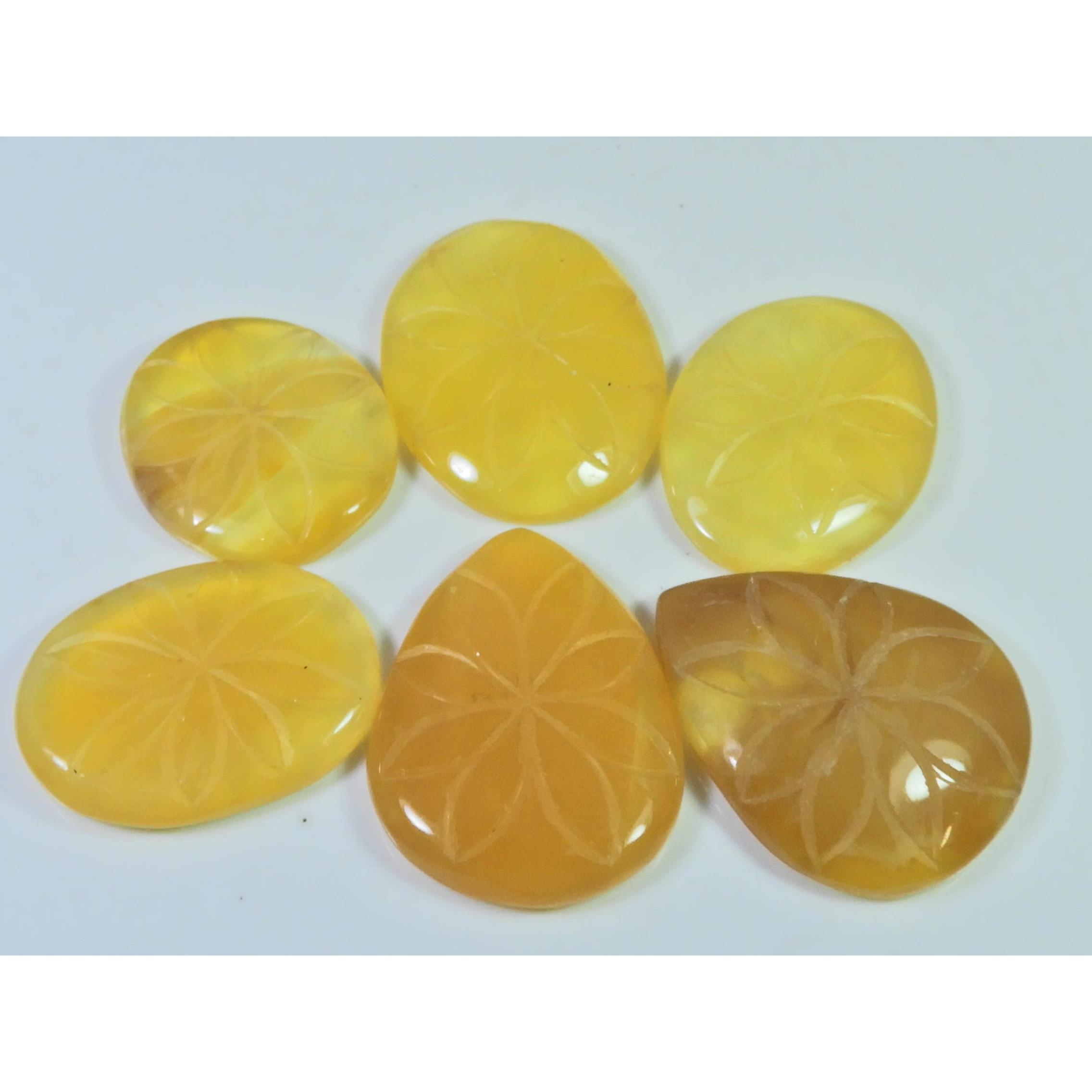 6Pcs Natural Onyx Agate Carving Mix Cabochon Loose Gemstone Lot 259Cts. A-833