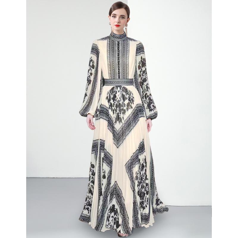 

2025 European & American Floral Print Pleated Evening Gown XL