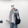 Men's Hong Kong Style Plaid Long-Sleeve Korean Shirt - Trendy Loose-Fit for Spring & Summer, Couple’s Jacket