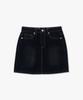 Plack Woman Velvet Denim Mini Skirt Deep Blue