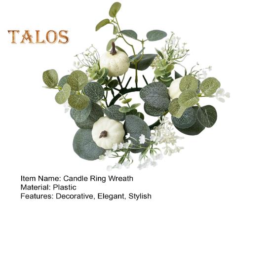 Kunstig gresskar Lys Ring Krans Blomster Bordplate Midtpunkt Faux Flower Pillar Lys Ring for Hjem Bryllup Bord Dekor