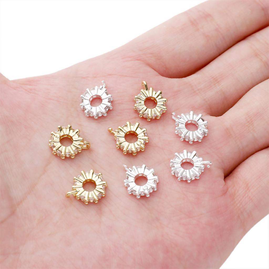 [10,5x13mm] Ruota Distanziatrice in Zircone Distanziatori a Gancio Perline Placcate Oro Perline Placcate Argento Accessori per Braccialetti Collane Fai da Te 1pz