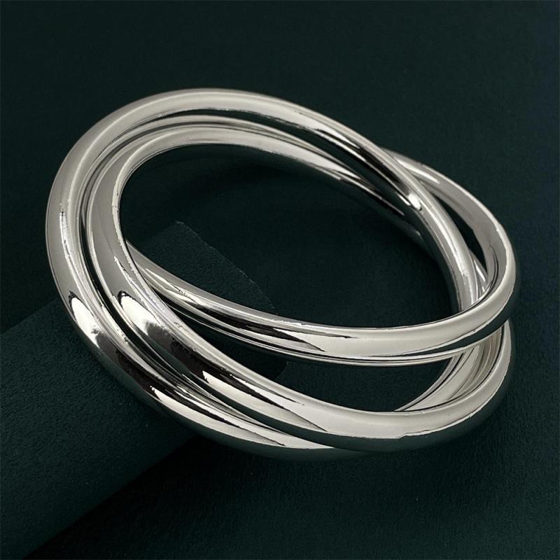 Bracciale Moda 3 Anelli Spessi in Argento Sterling 925 Regalo per Festa di Compleanno Anniversario Abbigliamento Quotidiano da Pendolare per Donne