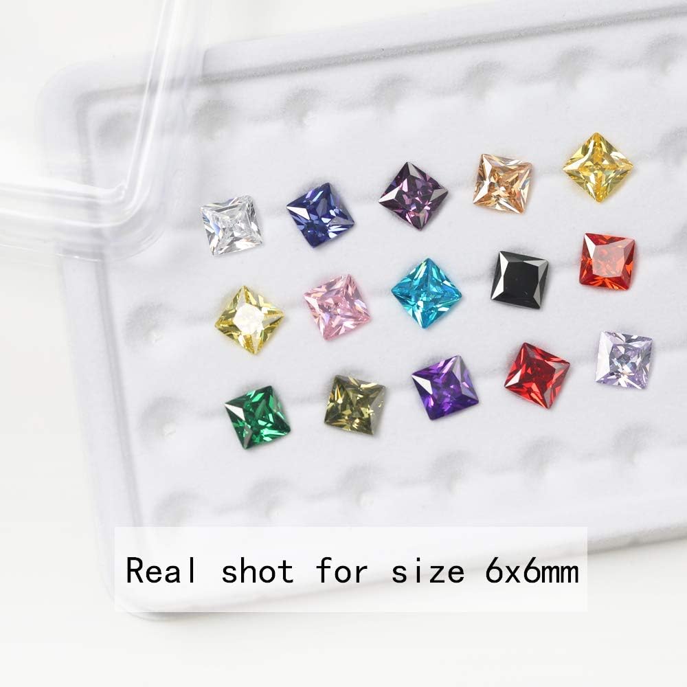 Square Princess Cut Shape Cubic Zirconia Synthetic Gemstone Mix 15 Colors 5A Loose CZ Stone for Jewelry Making